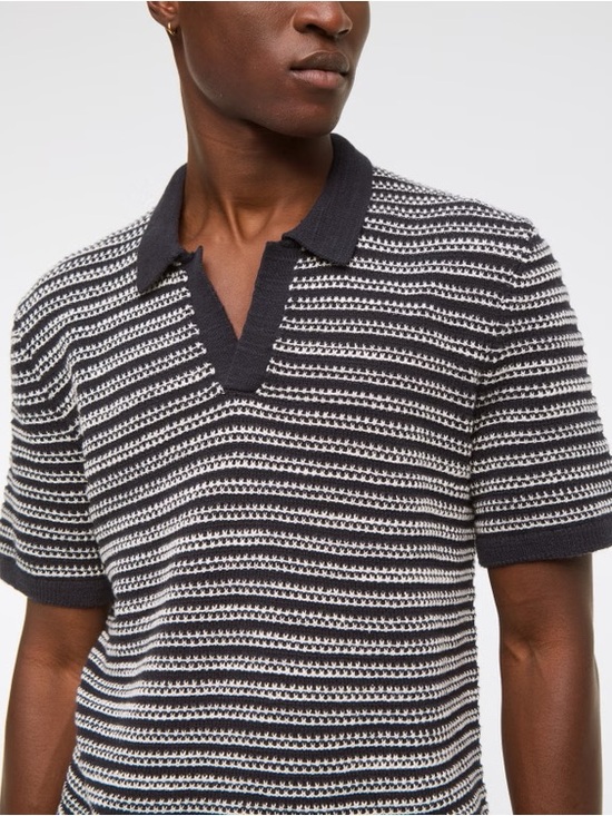 Abercrombie & Fitch Other - Abercrombie and Fitch Textural Stripe Johnny Collar Sweater Polo Dark Blue White